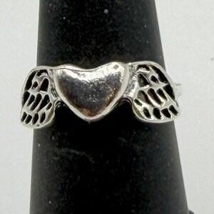 Silver Tone Heart Ring Size 5.5 Minimalist Love Stackable Ring